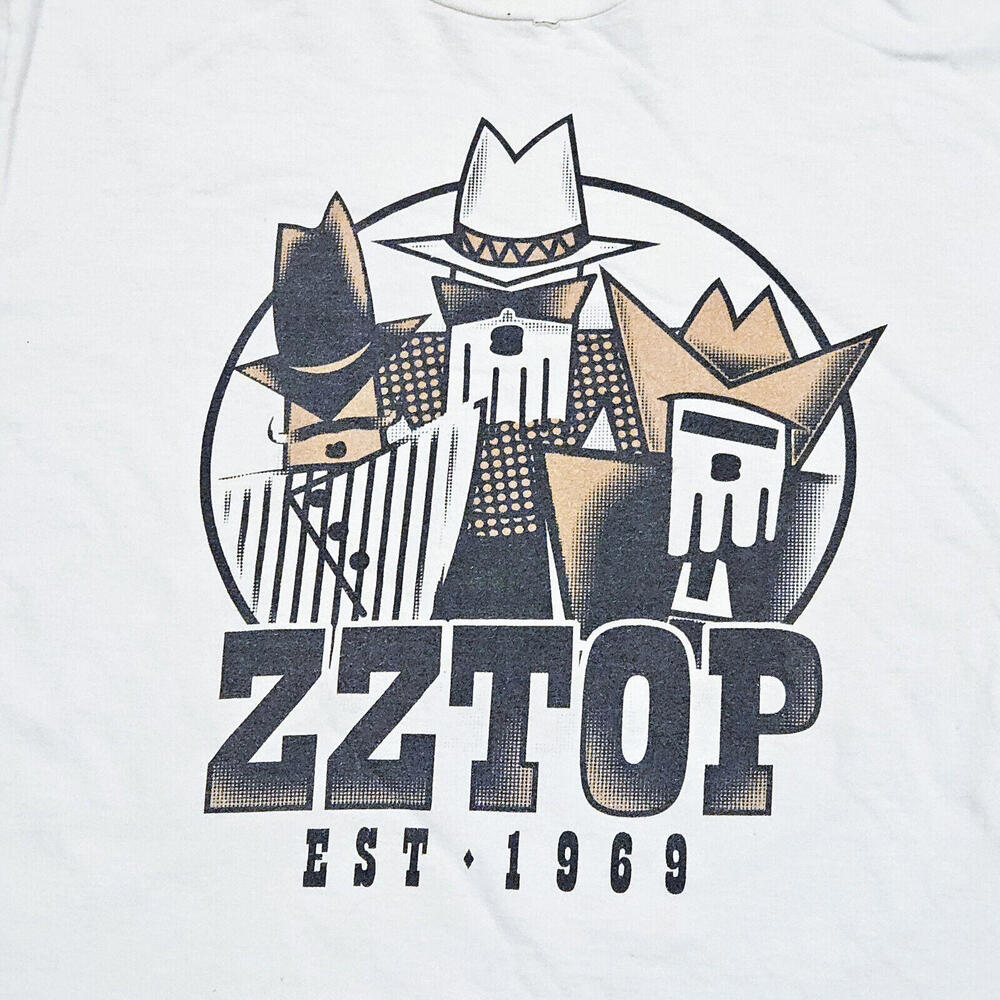 Vintage ZZ Top Pup Band Graphic Logo T Shirt White Size XL